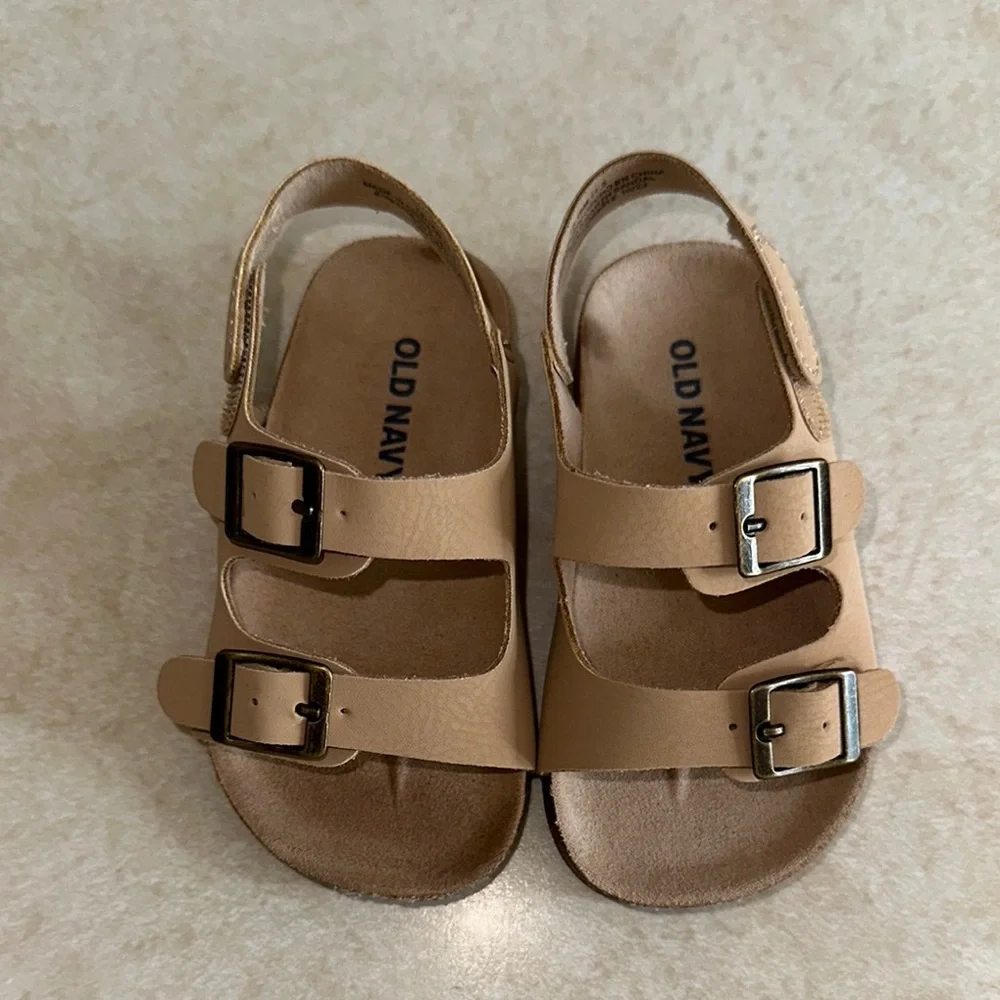 NWOT Old Navy Tan Sandals with Suede Straps and Cork Footbed